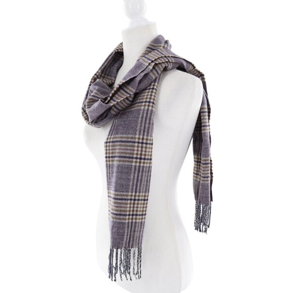 Cashmere Feel Plaid Scarf Gray Professor Academia Warm Collegiate Soft Scholar - Picture 5 of 10